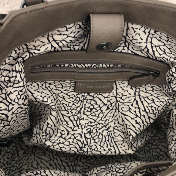 INC Hazel Studded Satchel Faux Leather Gray/Brown - Picture 6 of 9